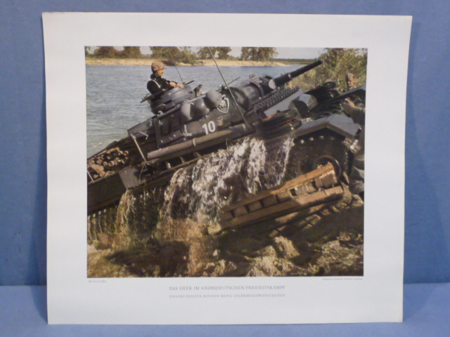 Original WWII German Military Themed Color Print, PANZER III