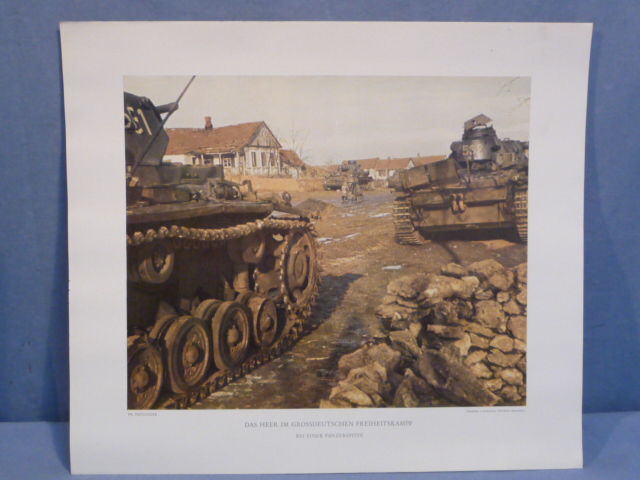 Original WWII German Military Themed Color Print, BEI EINER PANZERSPITZE
