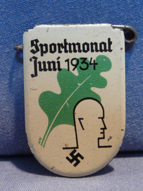 Original Nazi Era German Metal Tinnie, Sportmonat Juni 1934