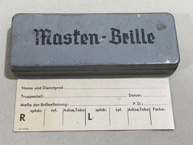 Original WWII German Masken-Brille (Gas Mask Glasses) Case w/Prescription Card