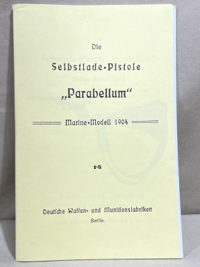 REPRINT, German Pre-WWII Naval Luger Manual