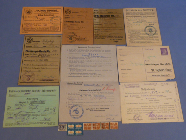 Original WWII German Documents to SA Member, NINE Documents!