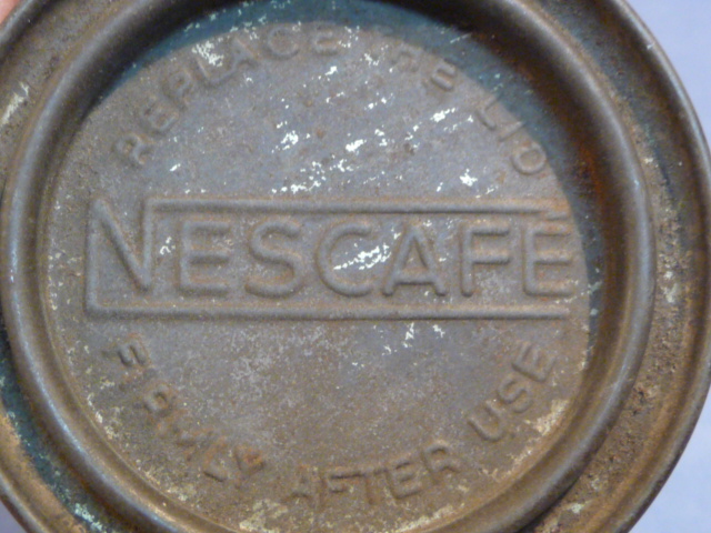 Original WWII US or British Re-Sealable Steel Ration Can, NESCAFE