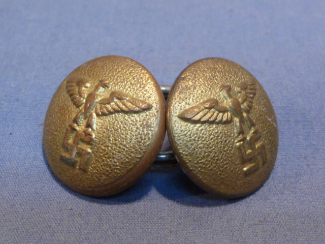 Original Nazi Era German Pair of GOLD NSDAP Tunic Buttons, 21mm