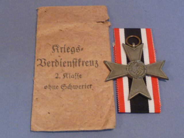 Original WWII German War Merit Cross 2nd Class (WITHOUT SWORDS) with Issue Envelope