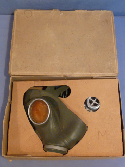 Original WWII German People's Gas Mask Set, Box Mask and Filter