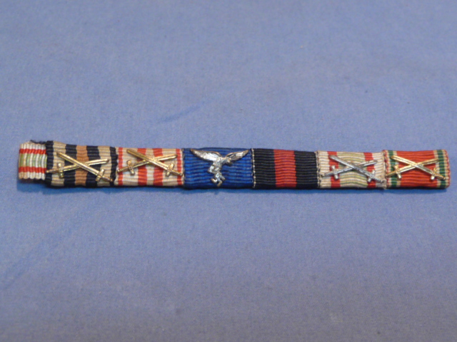 Original WWII German Small Luftwaffe 6-Position Ribbon Bar, 1914-1918 Honor Cross