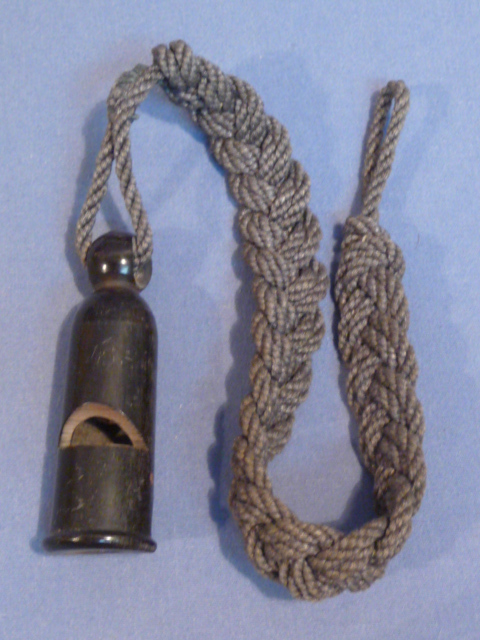 Original WWII German NCO Bakelite Whistle with Gray Lanyard