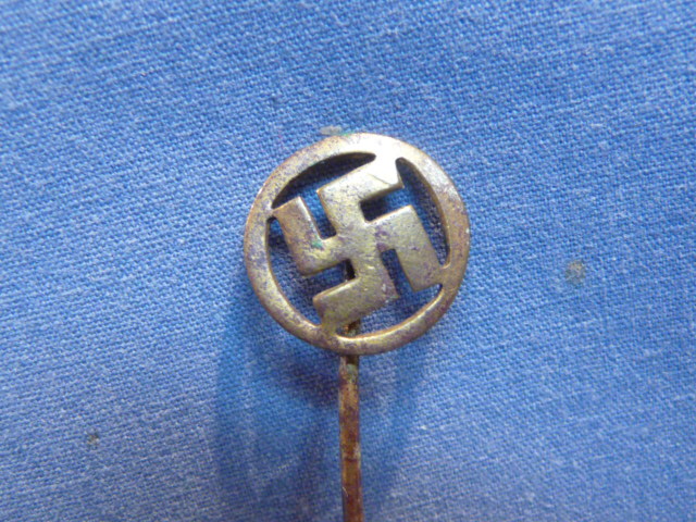 Original Nazi Era German SWASTIKA in a Circle Pin, SMALL
