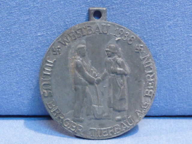 Original 1938 German West Wall Construction Medal, TIEFBAU
