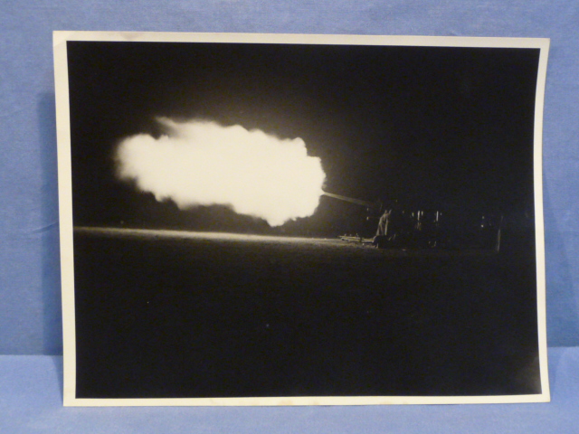 Original WWII German Night Firing Photograph, 88mm Flak Gun