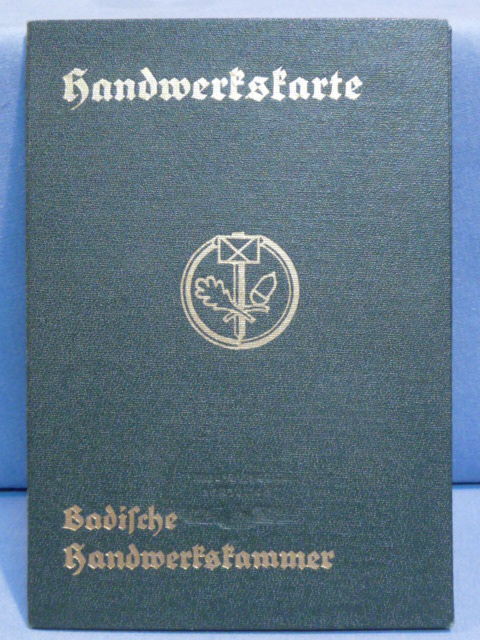 Original Nazi Era German Craftsman's Card, Handwerkskarte