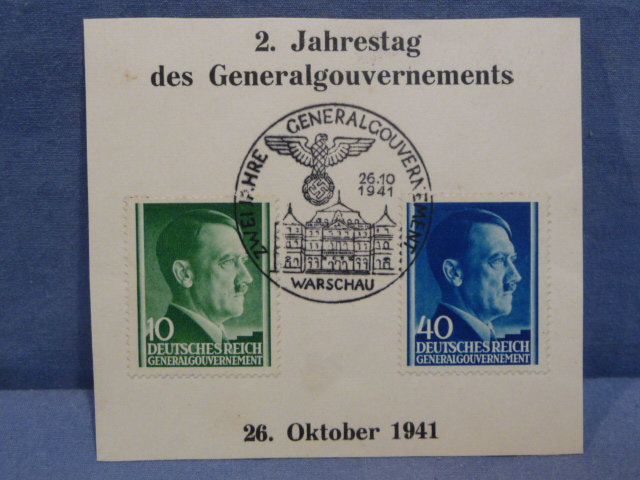 Original WWII German Commemorative Stamps, 2nd Year of the General Government