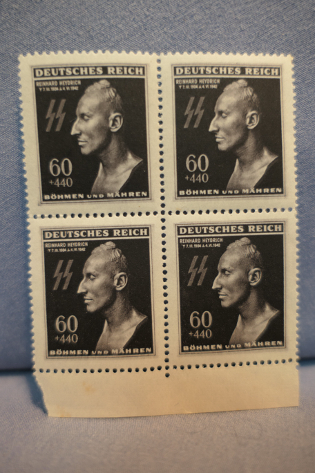 Original WWII German REINHARD HEYDRICH Death Mask Stamps