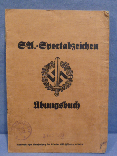 Original WWII German SA Sports Badge Exercise Book, Sportabzeichen �bungsbuch