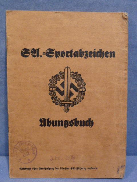 Original WWII German SA Sports Badge Exercise Book, Sportabzeichen bungsbuch