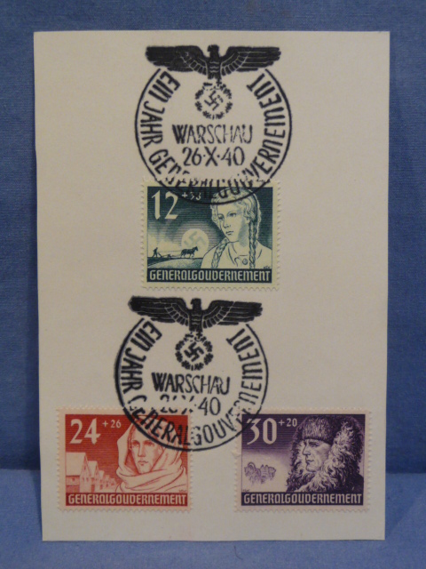 Original WWII German Commemorative Stamps, 1st Year of the General Government