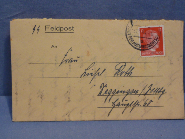 Original WWII German Letter/Envelope Combination, SS-Feldpost