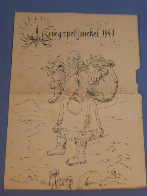 Original WWII German Hand Drawn Print, Kriegspelznickel 1941
