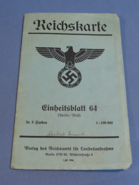 Original Nazi Era German Map (Reichskarte) Einheitsblatt 64 (Berlin - West)