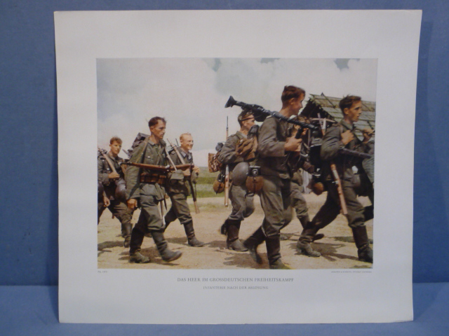 Original WWII German Military Themed Color Print, INFANTERIE NACH DER ABL�SUNG