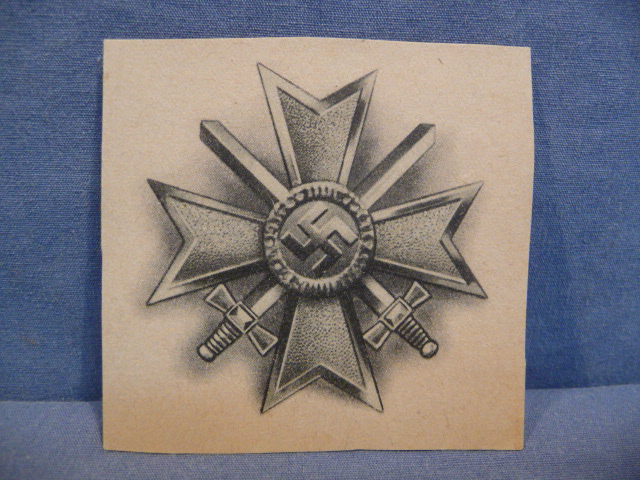 Original WWII German War Merit Cross 1st Class Paper Cut-Out