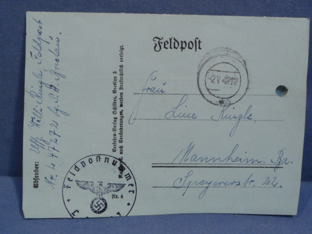 Original WWII German Feldpost Letter/Envelope with Hindenburg Quote