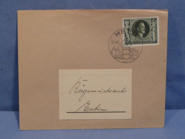 Original WWII German Used Envelope with Special Cancellations, METZ