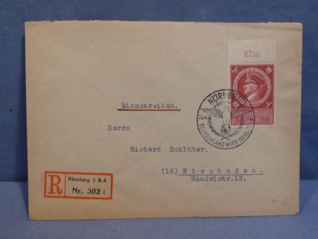 Original WWII German Used Envelope with Special Cancellations, N�RNBERG 1944