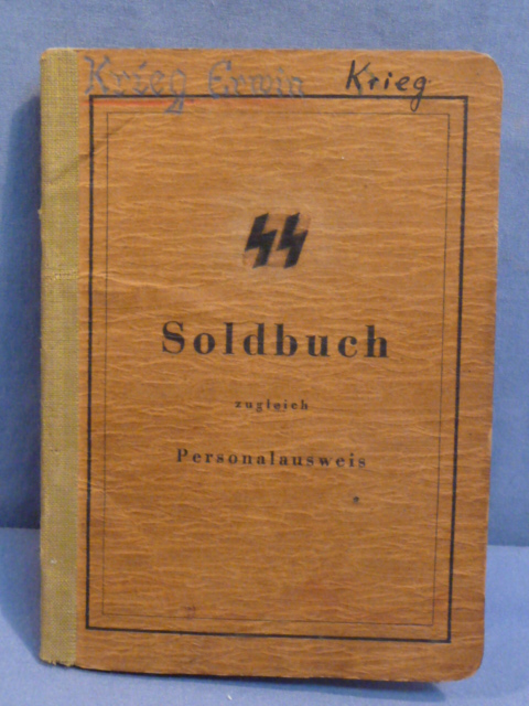 Original WWII German Waffen-SS Soldbuch, April 1st, 1945