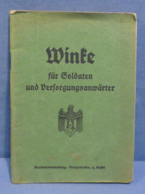 Original 1934 German Waves for Soldiers and Pensioners Book, Winke für Soldaten
