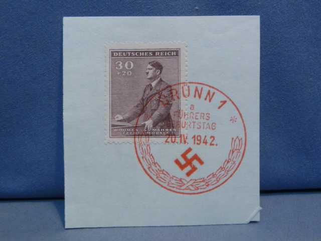 Original WWII German Commemorative Stamp, Hitler's Birthday 1942