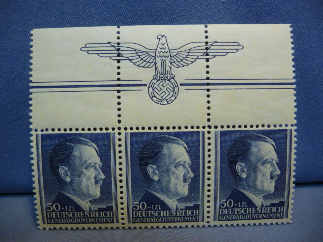Original Nazi Era German Special Set of HITLER Stamps, Blue