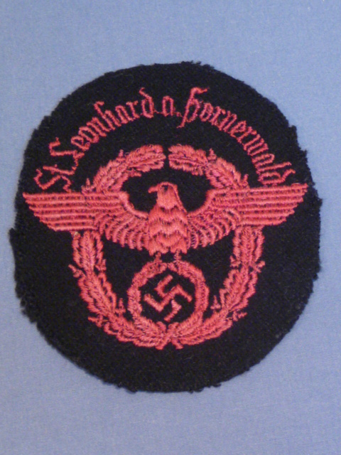 Original Nazi Era German Fire Protection Police Sleeve Insignia, St. Leonhard a. Hornerwald
