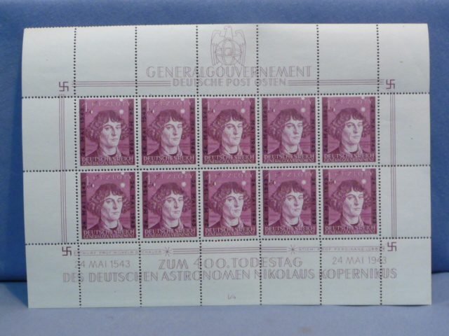 Original Nazi Era German Postage Stamp Set, 400TH ANNIVERSARY OF ASTRONOMER NIKOLAUS KOPERNIKUS