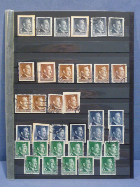Original Nazi Era German Postage Stamp Set, Hitler Head