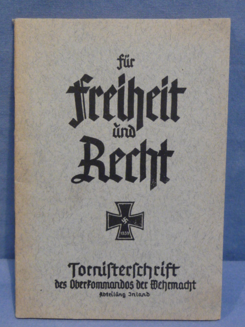 Original WWII German Soldier's OKW Tornister Book, For Freedom and Justice