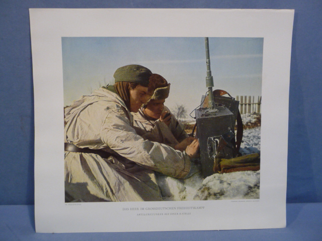 Original WWII German Military Themed Color Print, ARTILLERY RADIO MEN