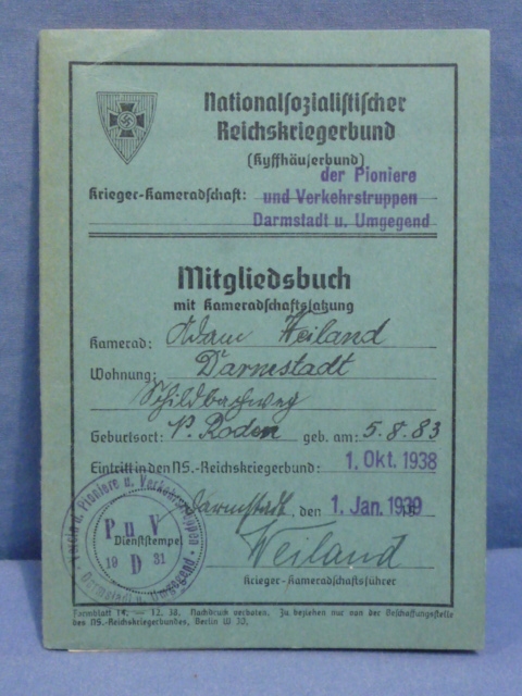 Original WWII German NS-RKB Members ID & Dues Book w/Receipts