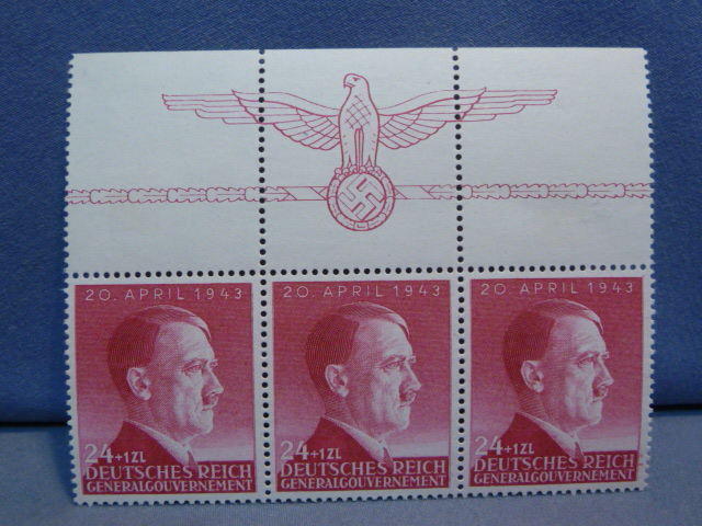 Original Nazi Era German Special Set of HITLER Stamps, Red
