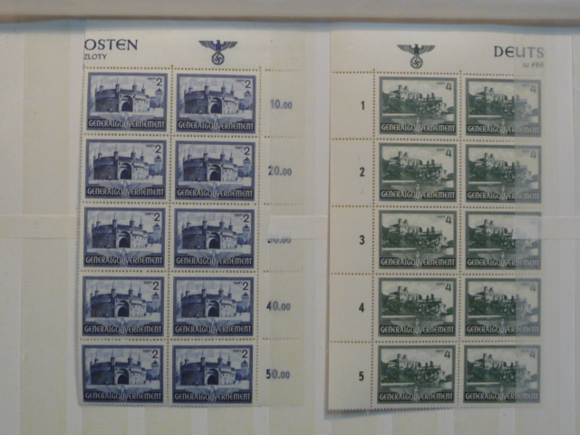 Original Nazi Era German Postage Stamp Set, General Government