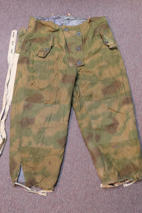 Original WWII German Padded Winter Trousers, Tan & Water (Marsh) Pattern