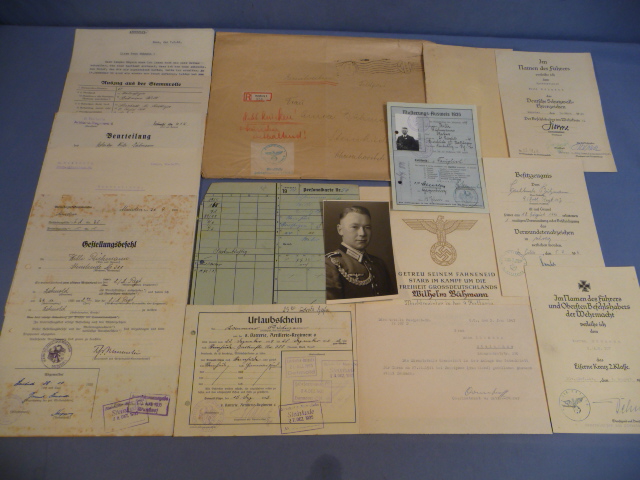 Original WWII German Documents and Photo Set to Fallen Soldier, Mailed to Family