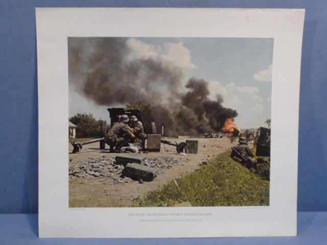 Original WWII German Military Themed Color Print, GRENADIER REGIMENT TANK HUNTERS