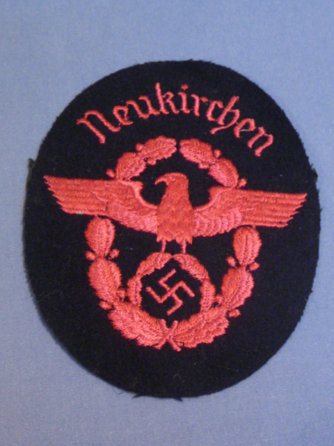 Original Nazi Era German Fire Protection Police Sleeve Insignia, Neukirchen