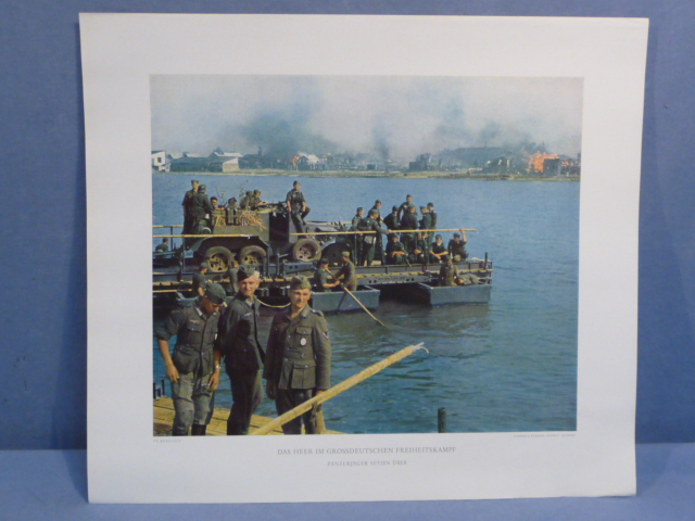 Original WWII German Military Themed Color Print, TANK HUNTERS TRANSPORTED