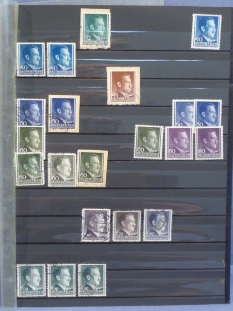 Original Nazi Era German Postage Stamp Set, Hitler Head