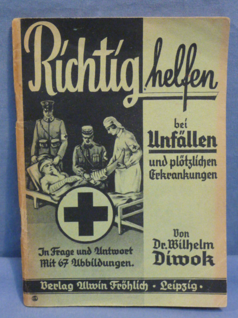 Original 1936 German Red Cross Pocket 1st Aid Book, Richtighelfen