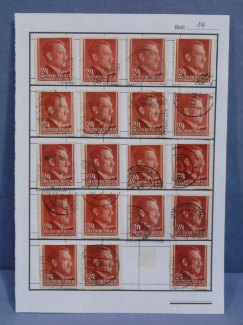 Original Nazi Era German Postage Stamp Set, Hitler General Government