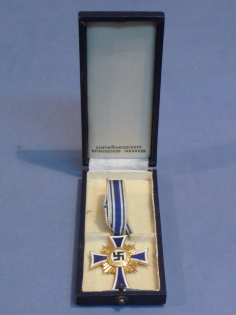 Original Nazi Era German CASED Mother's Cross in GOLD